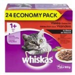 WHISKAS 1+ vlees in saus pouch (24x100g)